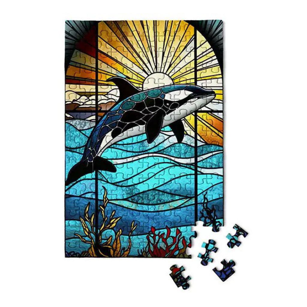 Stained Glass Orca Mini Jigsaw Puzzle only.