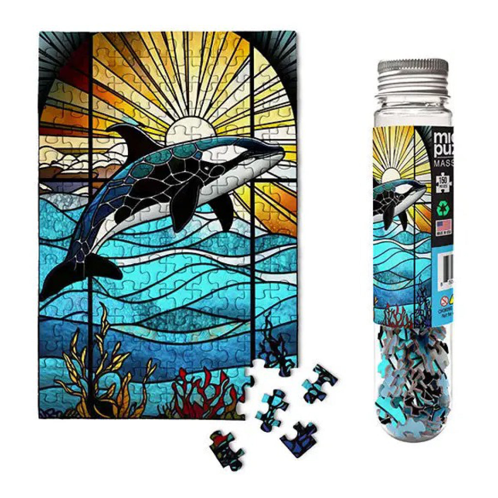 Stained Glass Orca Mini Jigsaw Puzzle.