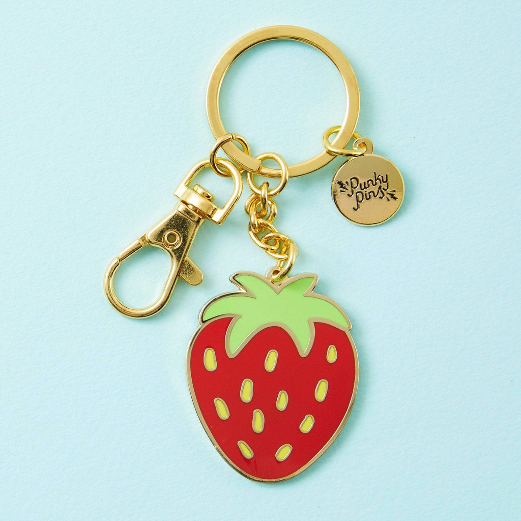 Strawberry Enamel Keyring.