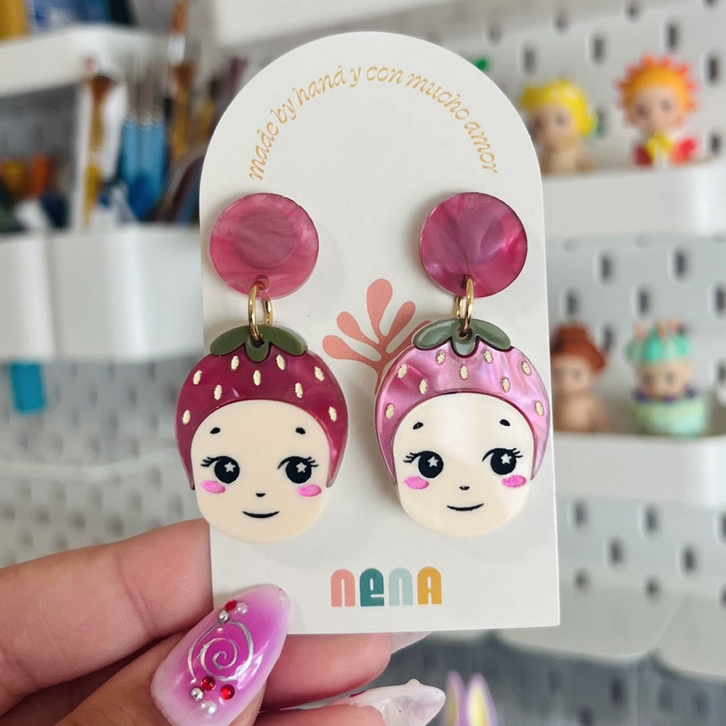 Strawberry Sonny Angel Earrings.