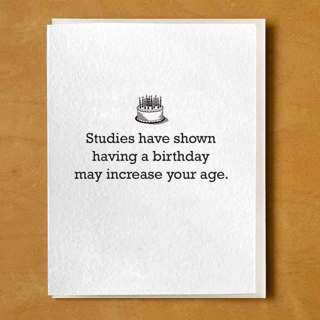 Studies Have Shown Birthdays May Increase Your Age Card.