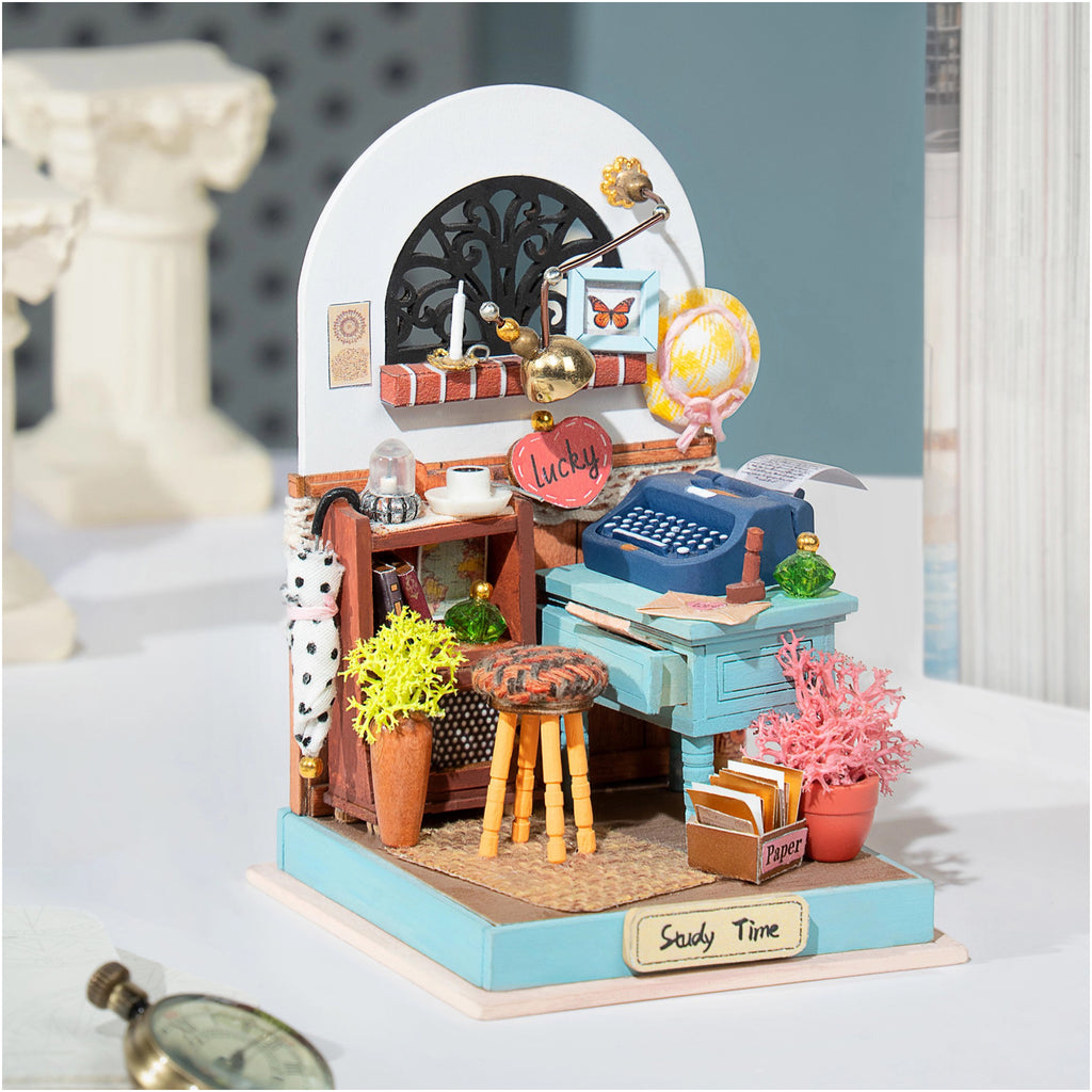 Study Time DIY Miniature House Kit on table.