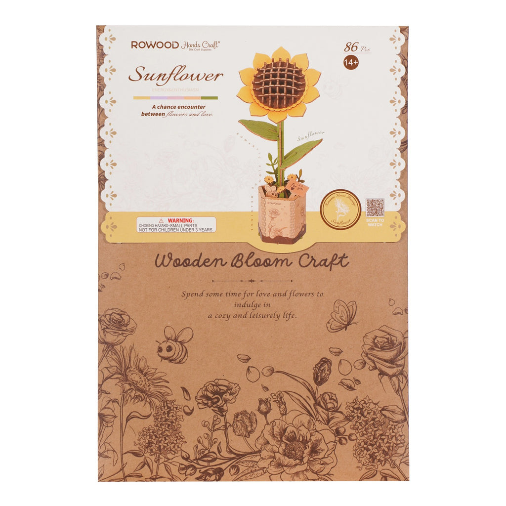 Sunflower 3D Wooden Flower Puzzle packaging.