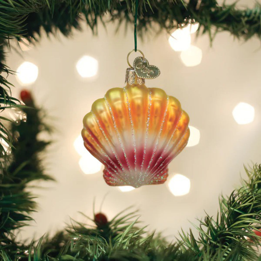 Sunrise Shell Ornament in tree.