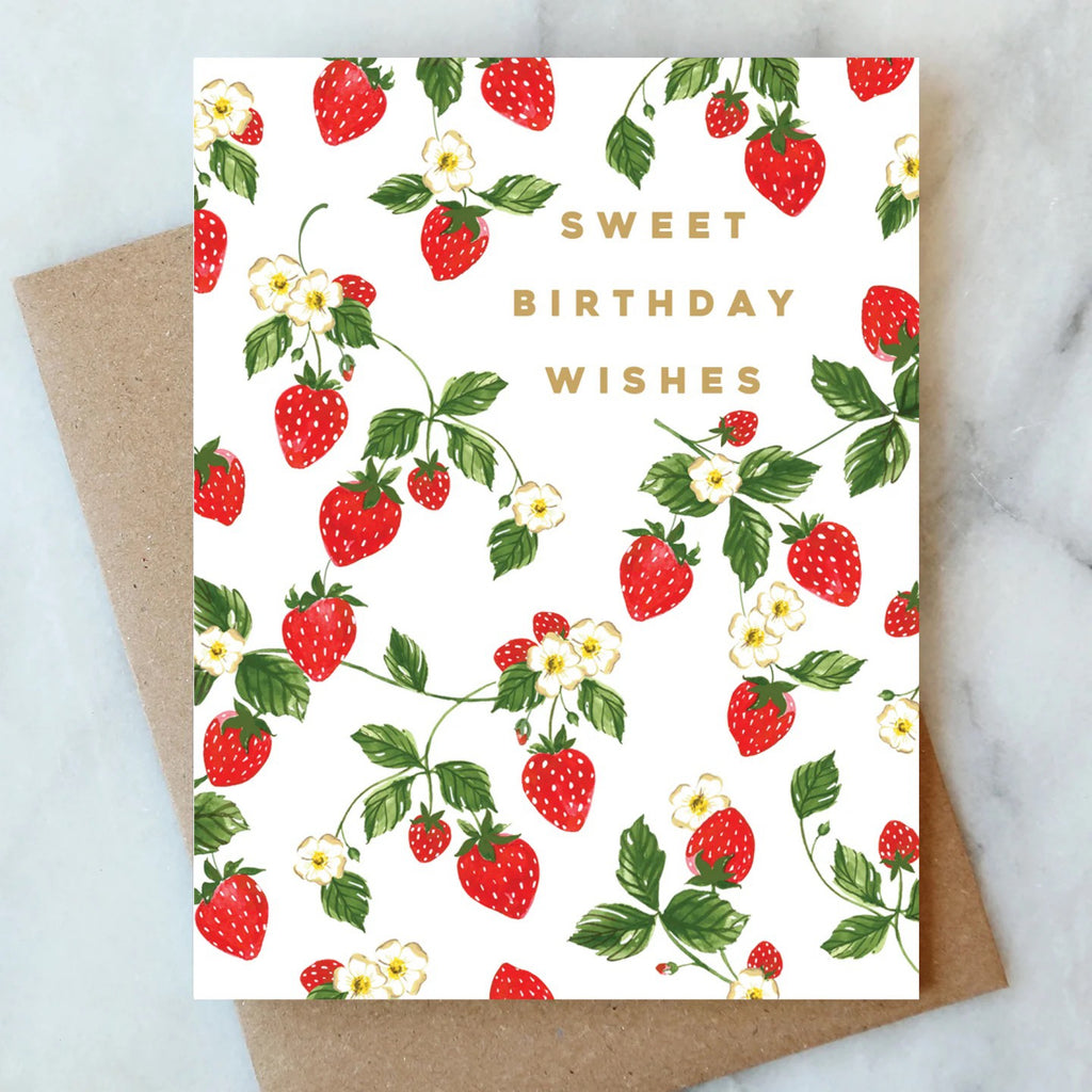 Sweet Birthday Wishes Strawberries Card.