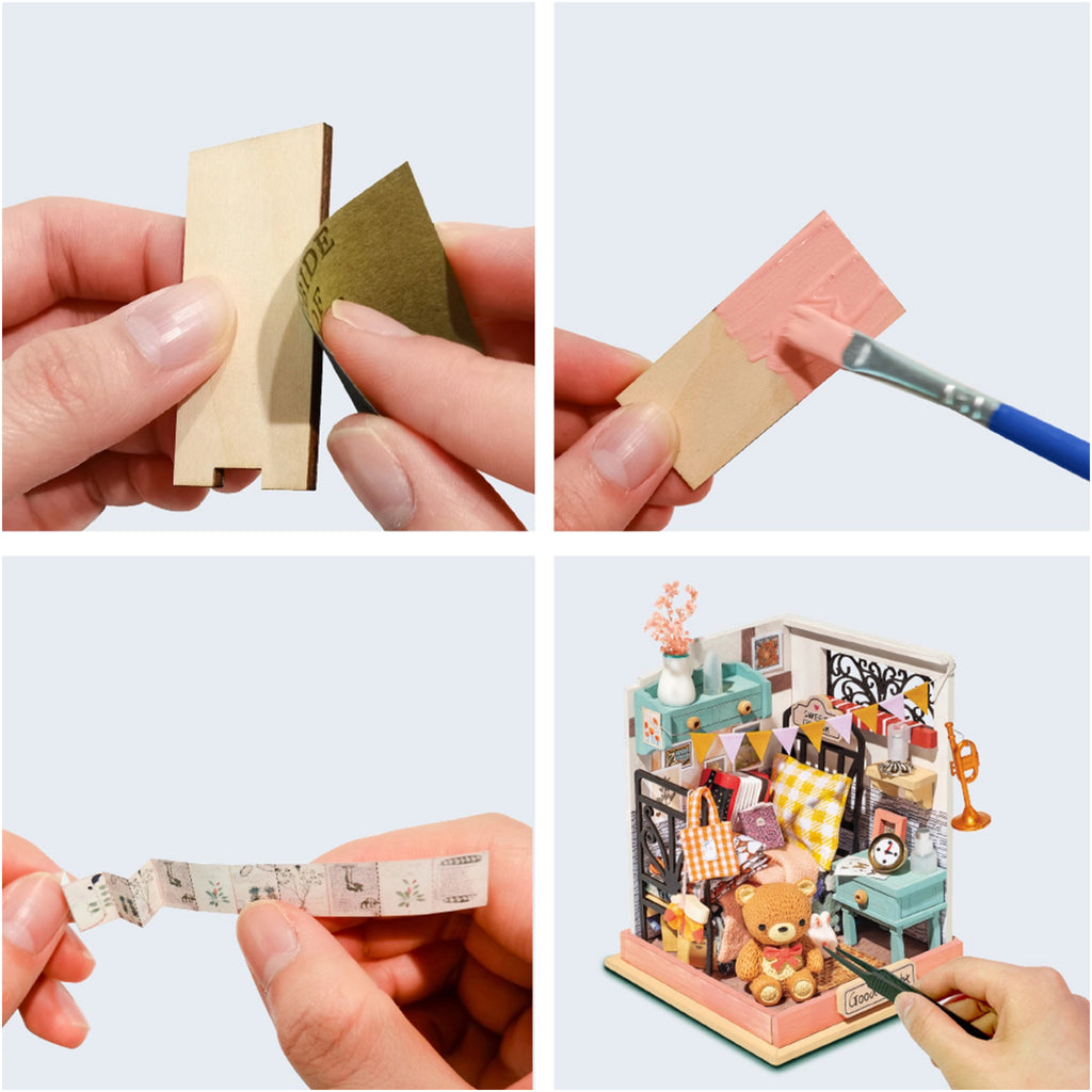 Sweet Dream DIY Miniature House Kit being assembled.
