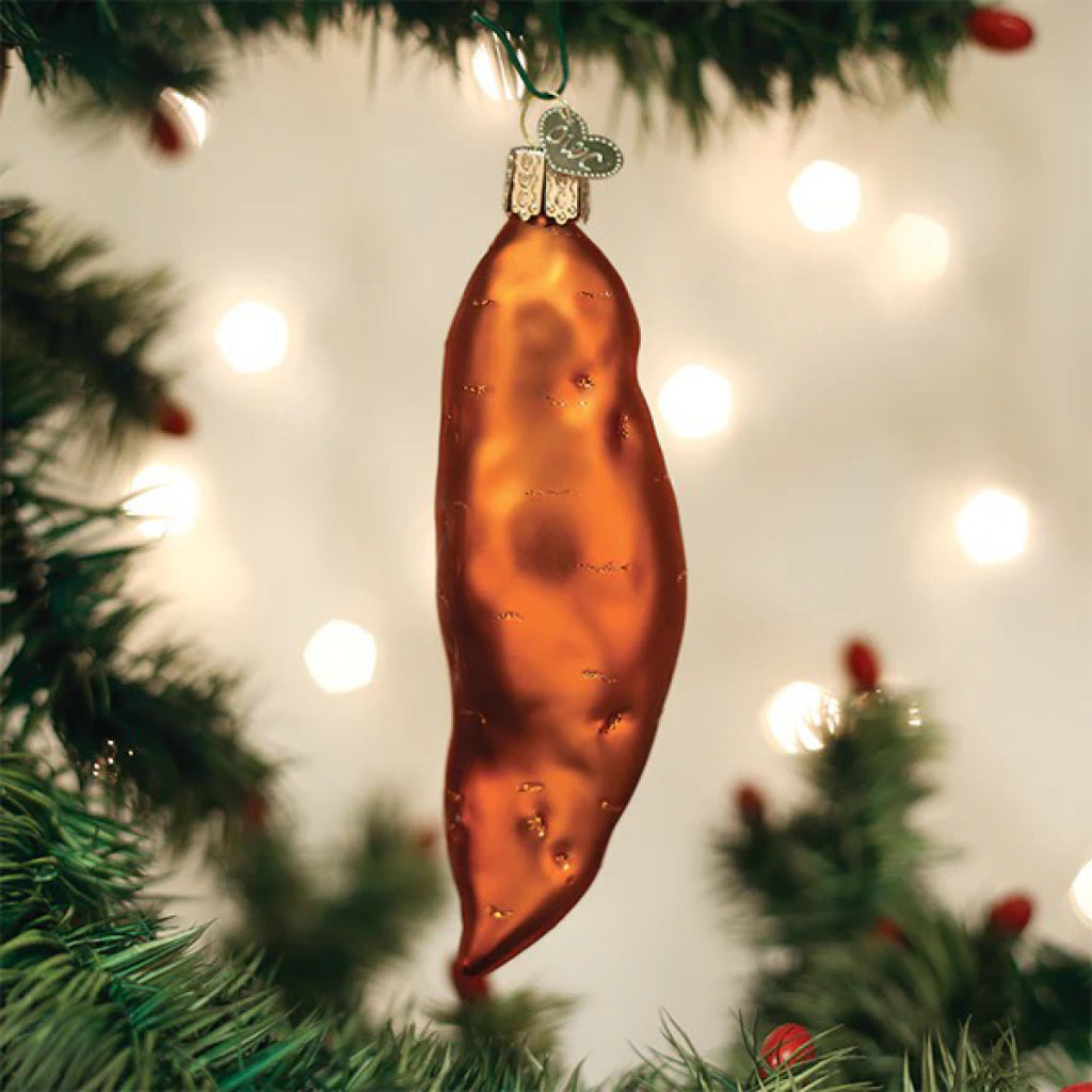 Sweet Potato Ornament in tree.