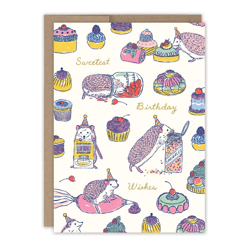 Sweet Treats Hedgehog Birthday Card.