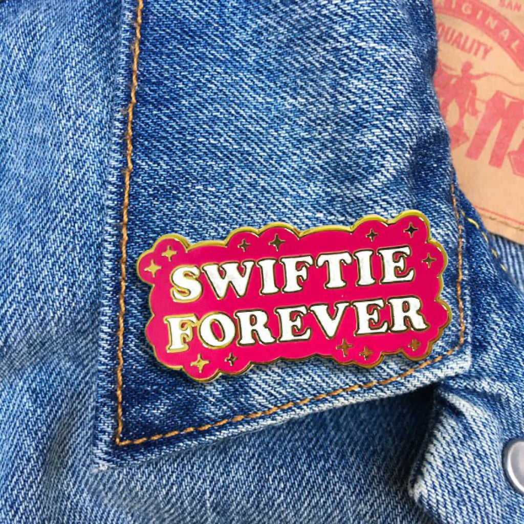 Swiftie Forever Pin on jacket.