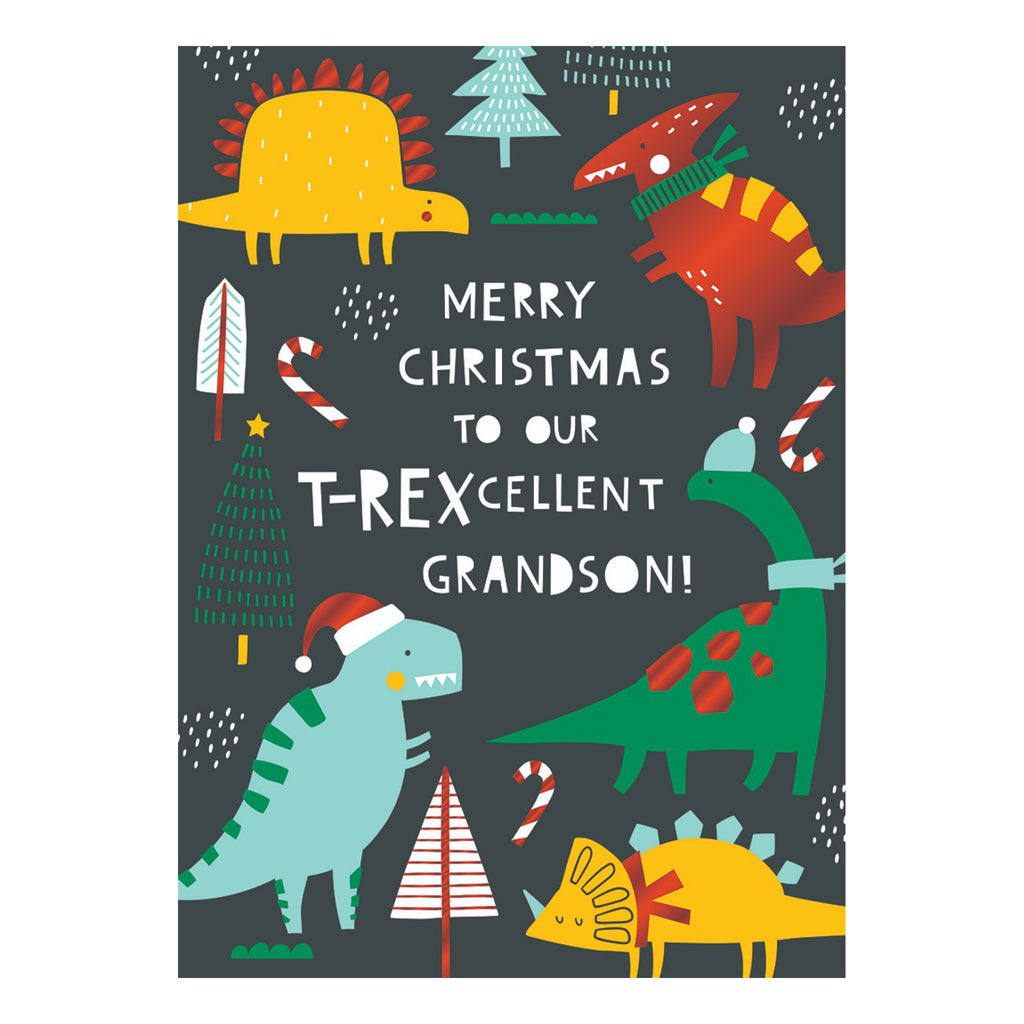 T-Rexcellent Grandson Christmas Card.