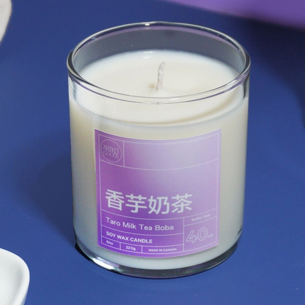 Taro Milk Tea Boba Soy Wax Blend Candle.