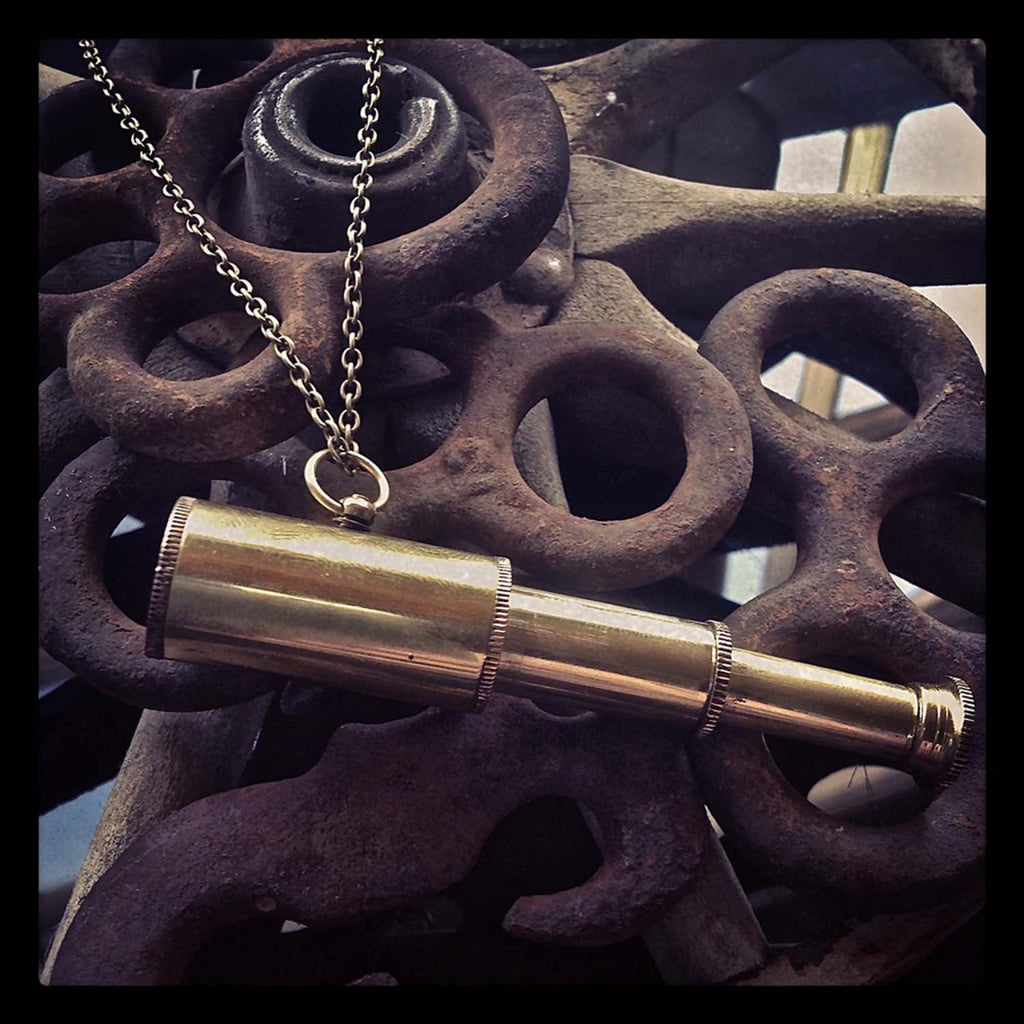 Telescope Necklace Brass - alt image.