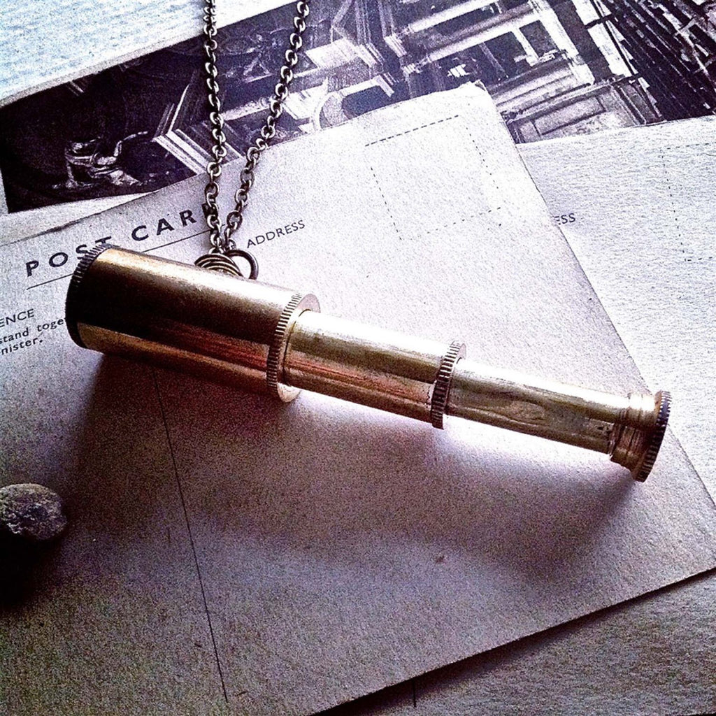 Telescope Necklace Brass.