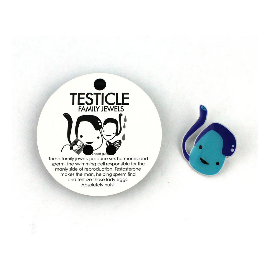 Testicle Lapel Pin features.