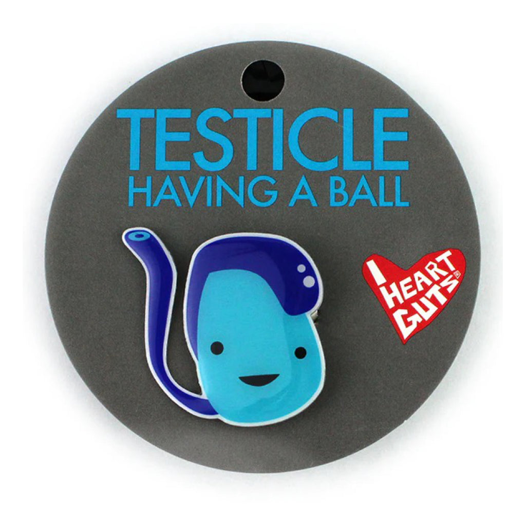 Testicle Lapel Pin packaging.