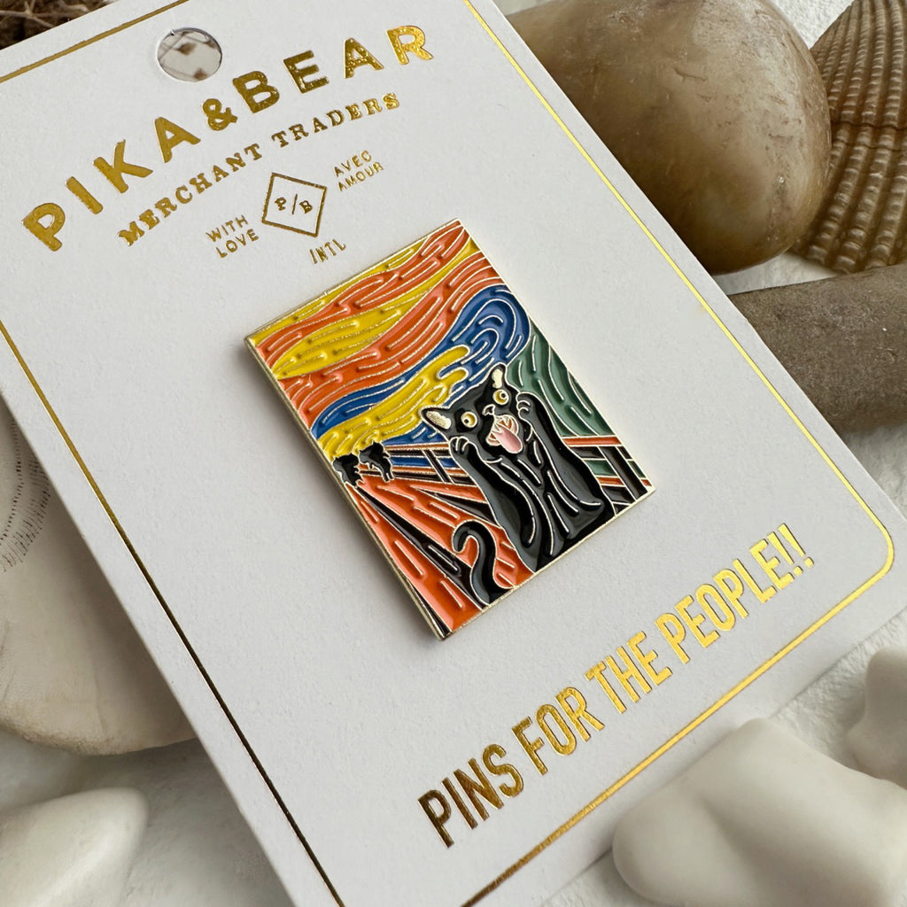 The Scream Cat Enamel Pin packaging.