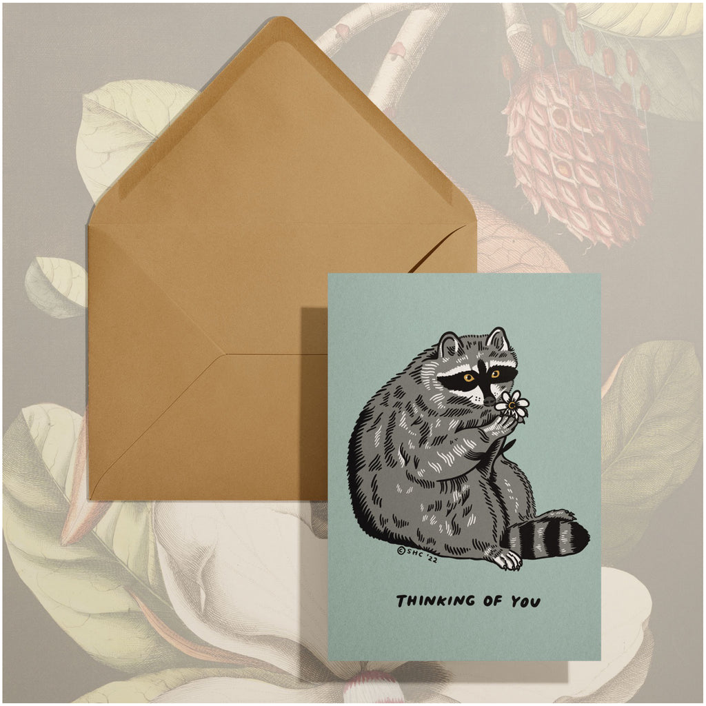 Thinking of You Raccoon Card.