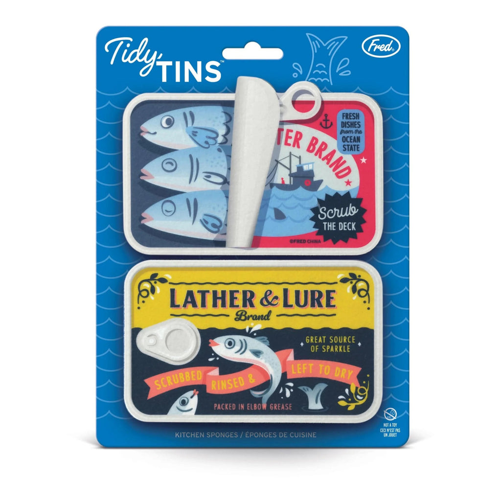 Tidy Tins Sardine Kitchen Sponges packaging.