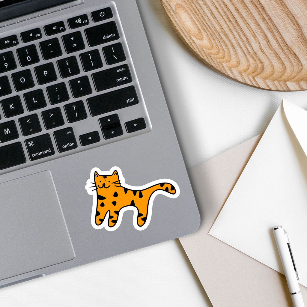 Tiger Cat Sticker on computer.