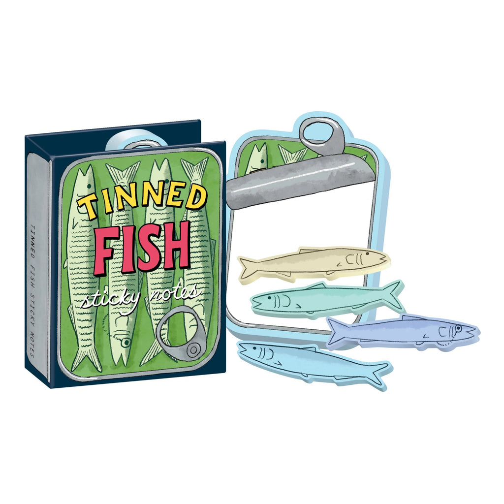 Tinned Fish Sticky Notes with contents.