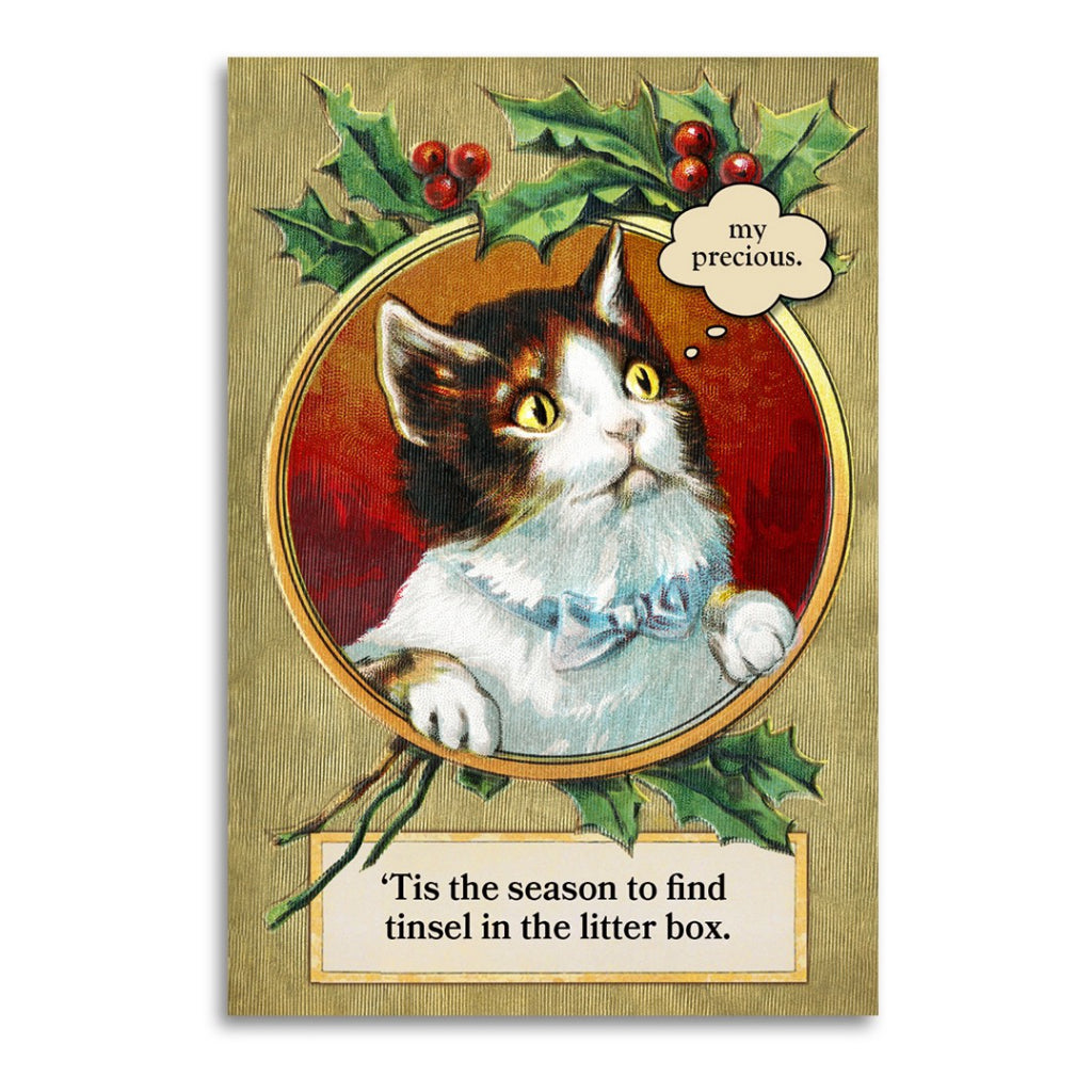 Tinsel in the Litter Box Christmas Card.