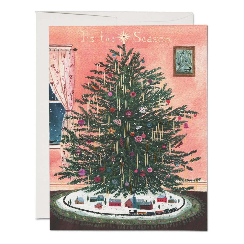 Tinsel Tree Holiday Greeting Card.