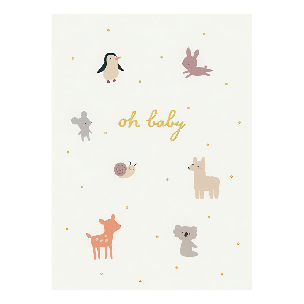 Tiny Animals Baby Card .