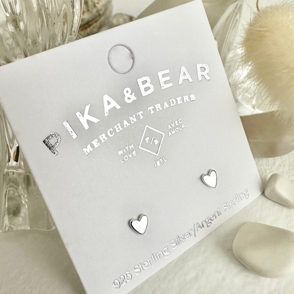 Tiny Heart Stud Earrings Sterling Silver packaging.