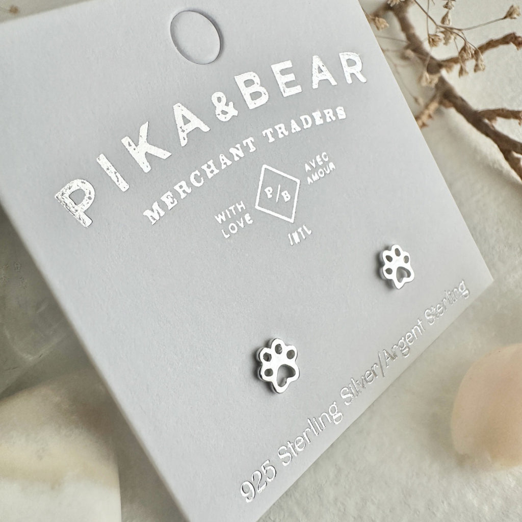 Tiny Paws Stud Earrings Sterling Silver packaging.