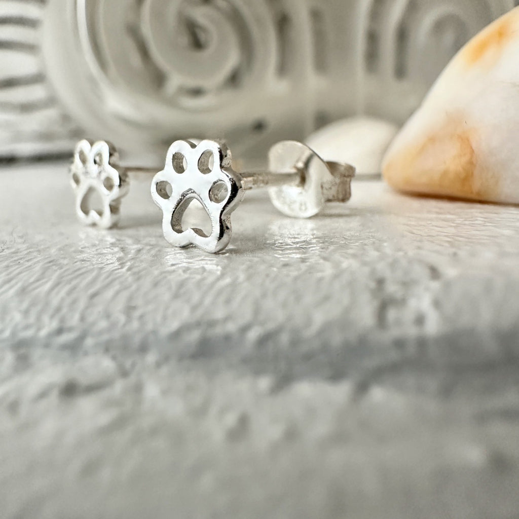 Tiny Paws Stud Earrings Sterling Silver.