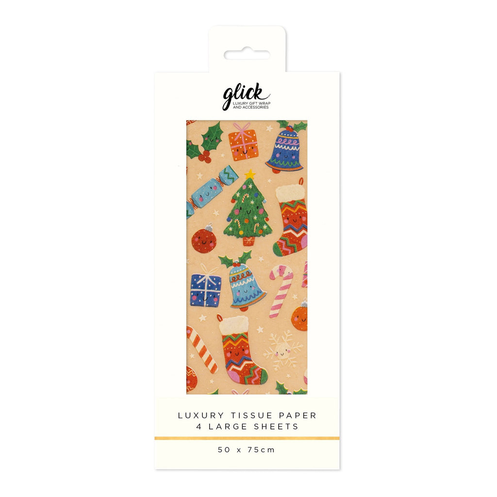 Tissue Kraft Whimsical Christmas packaging.