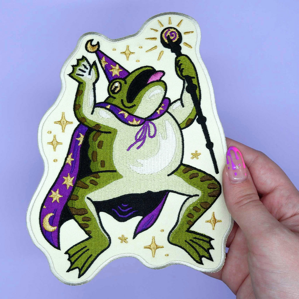 Toad Wizard Giant Embroidered Patch .