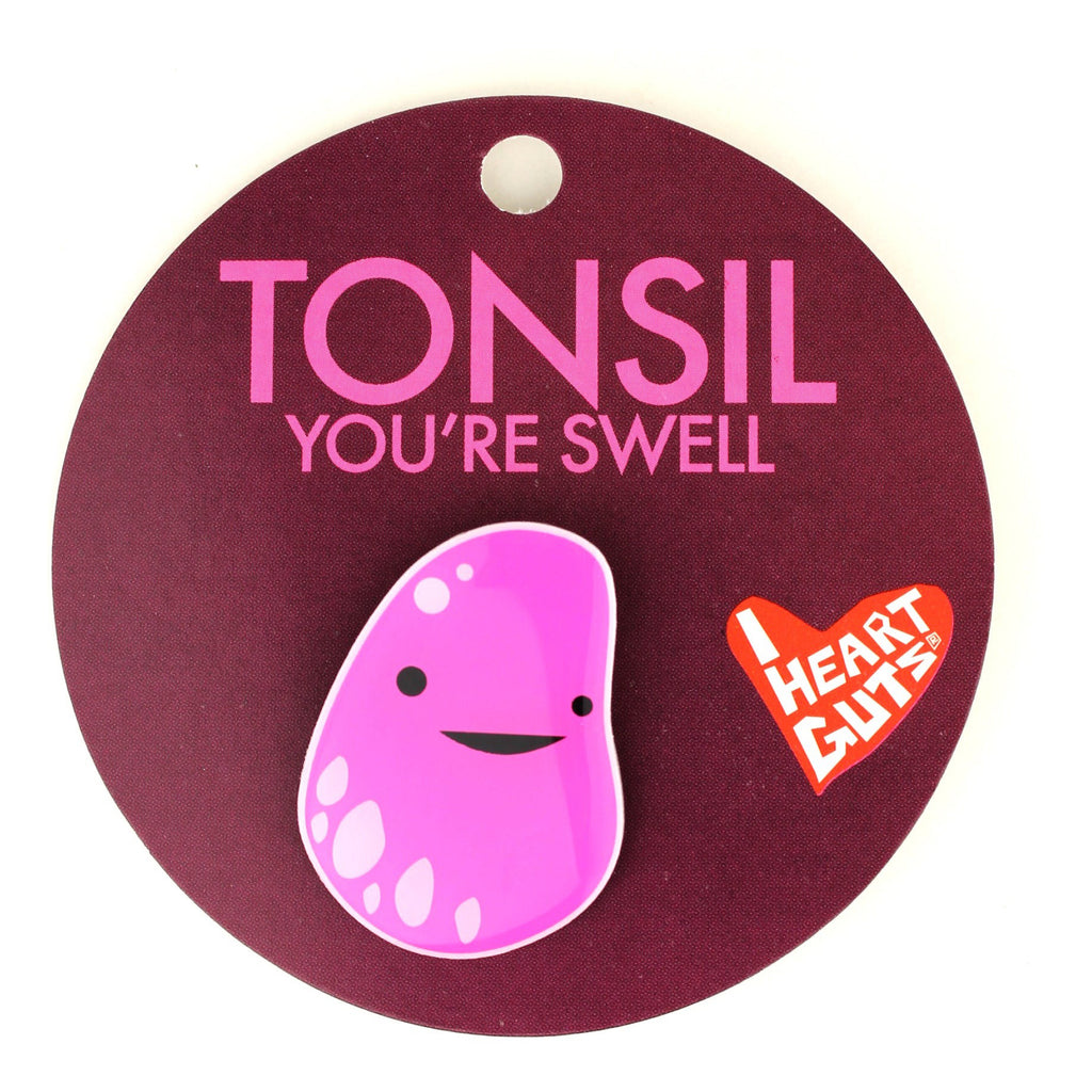 Tonsil Lapel Pin packaging.