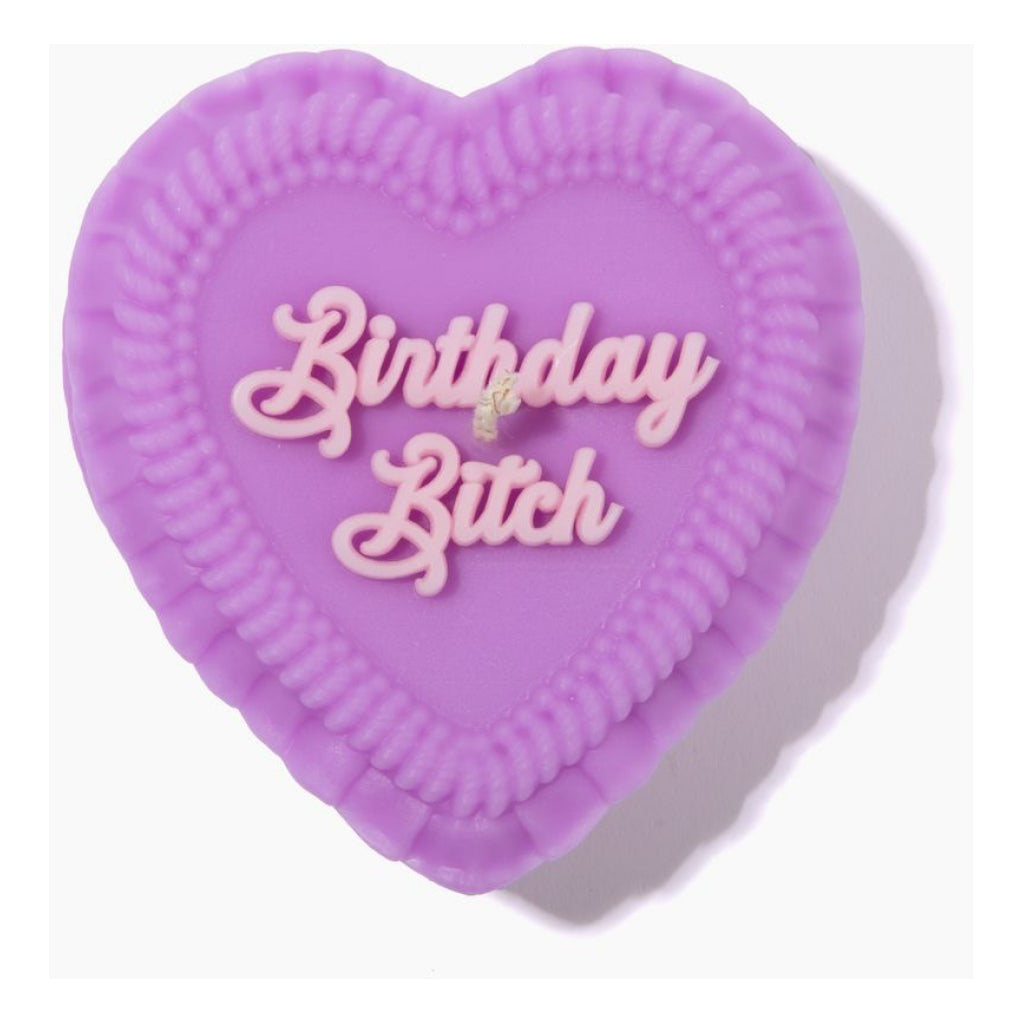 Top of Birthday Bitch Heart Candle.