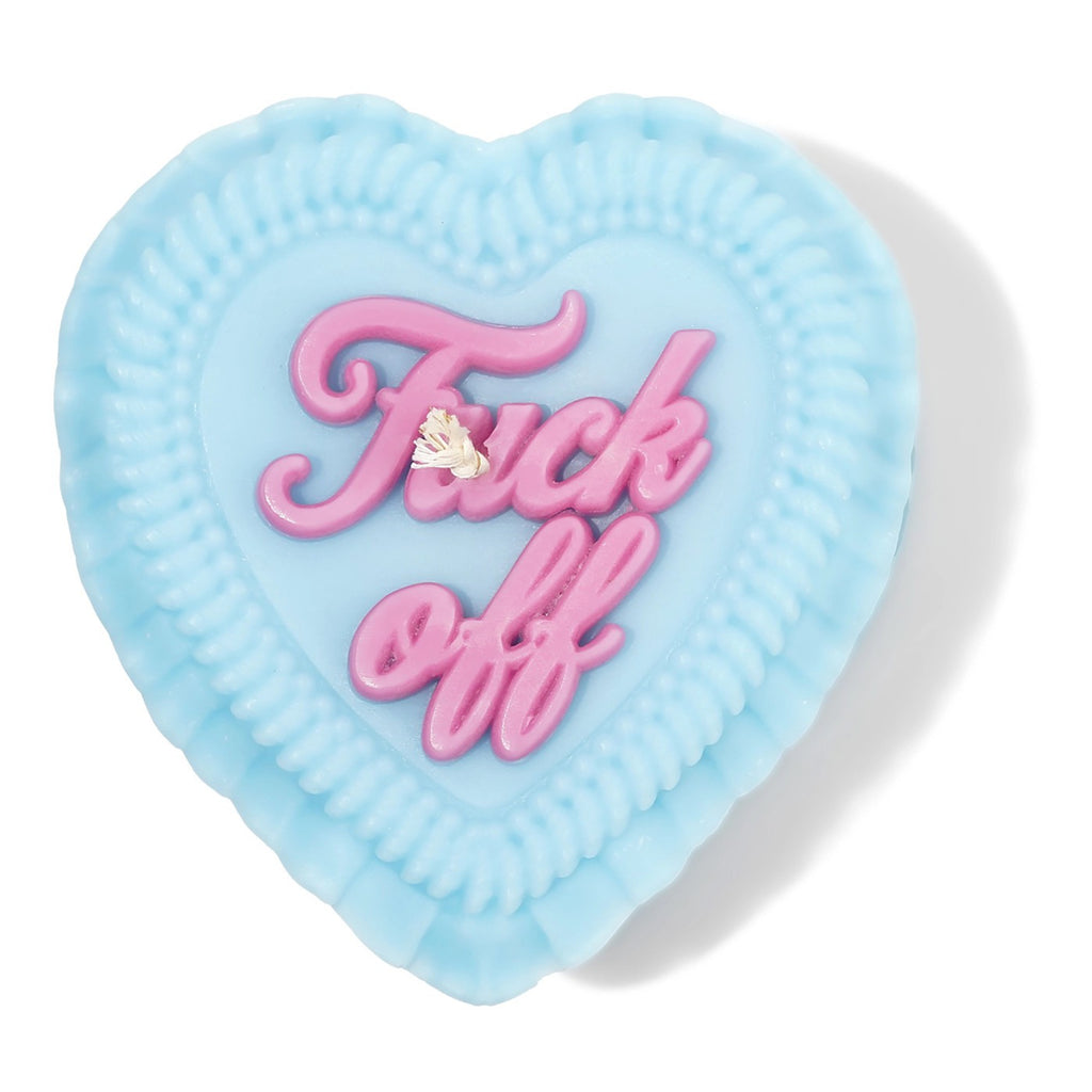 Top of Fuck Off Heart Candle.