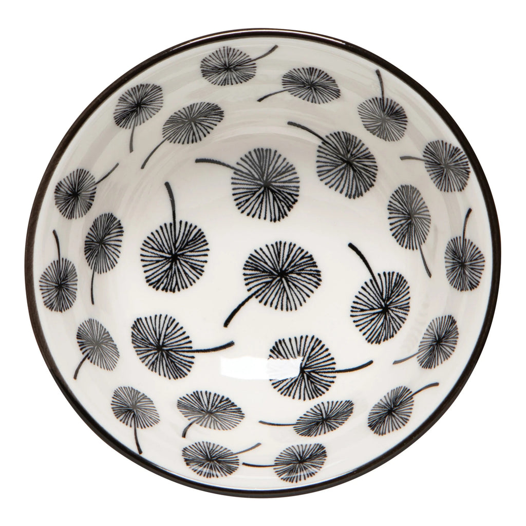 Top of Gray Dandelion Stamped Bowl 3.5 Inch.
