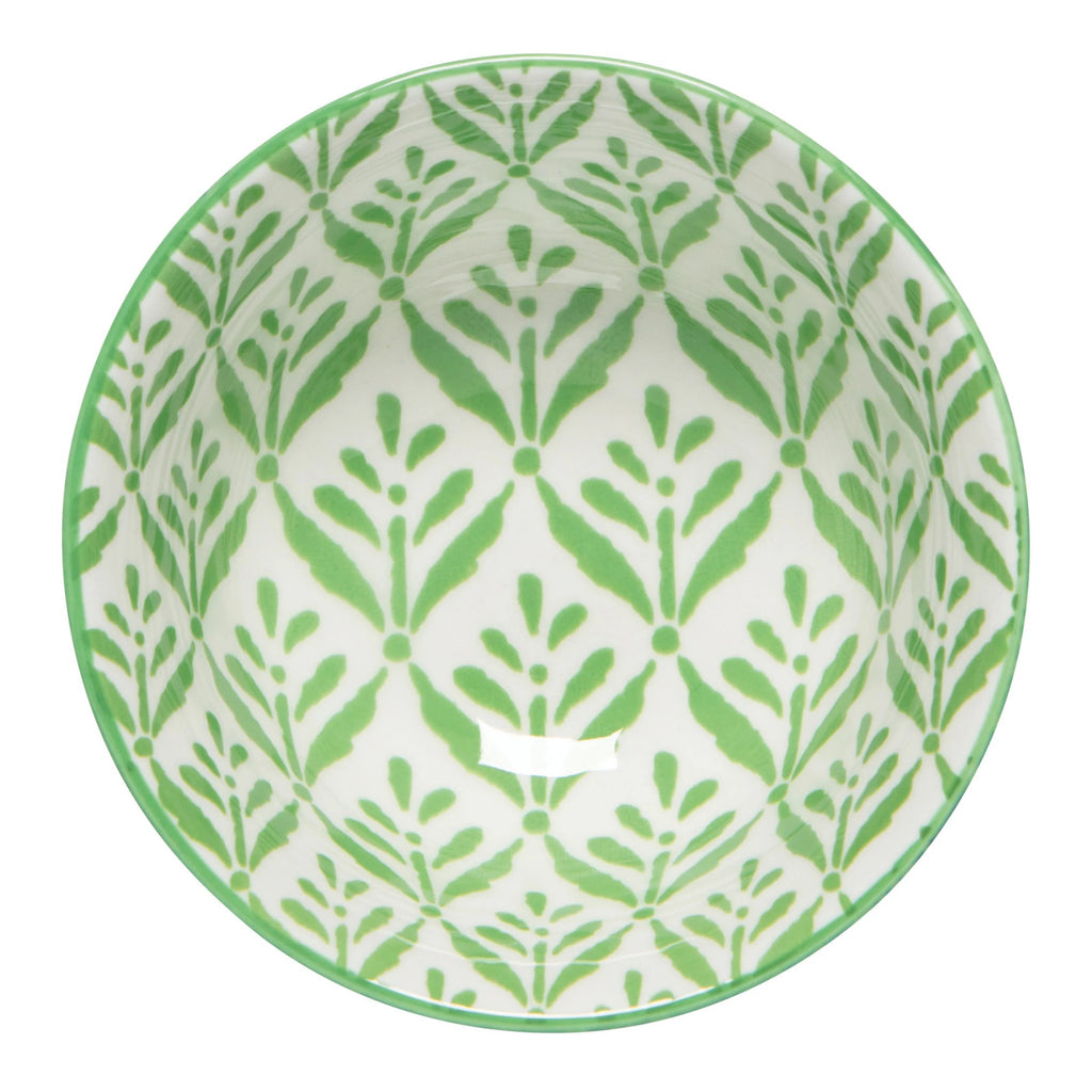 Top of Green Leaf Stamped Bowl 3.5 Inch.