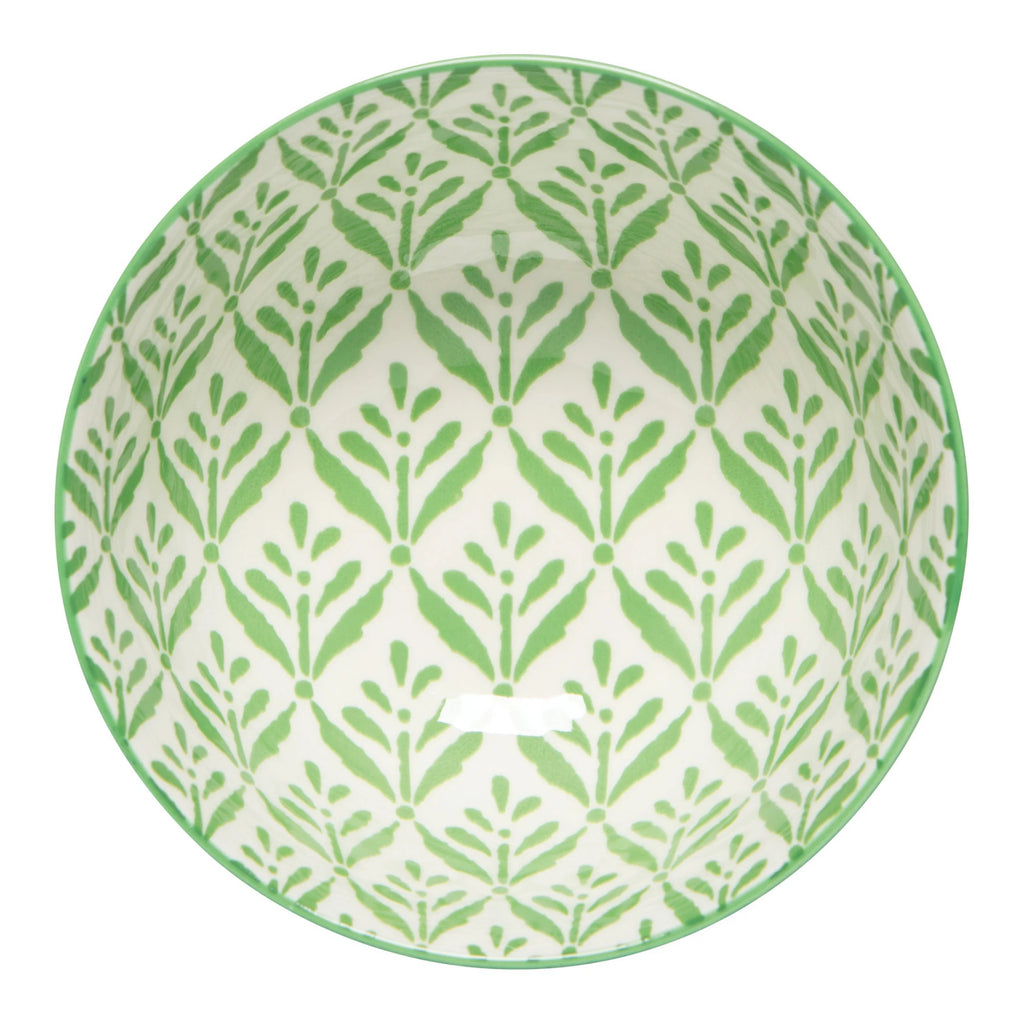 Top of Green Leaf Stamped Bowl 4 Inch.