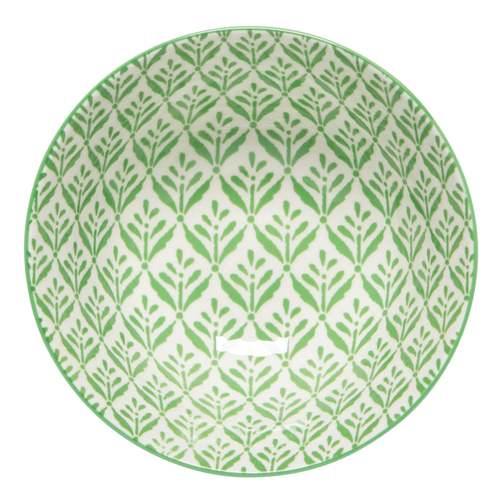 Top of Green Leaf Stamped Bowl 6 inch.