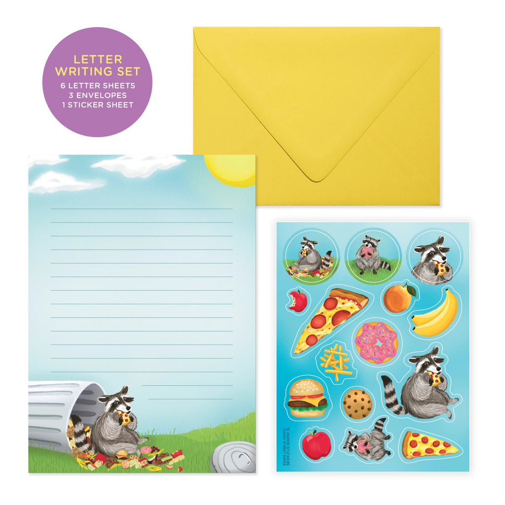 Trash Pizza Raccoon Letter Writing Set.
