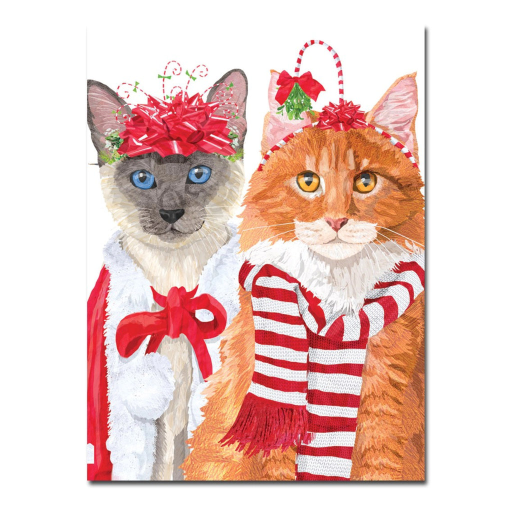 Two Festive Cats  Holiday Card.