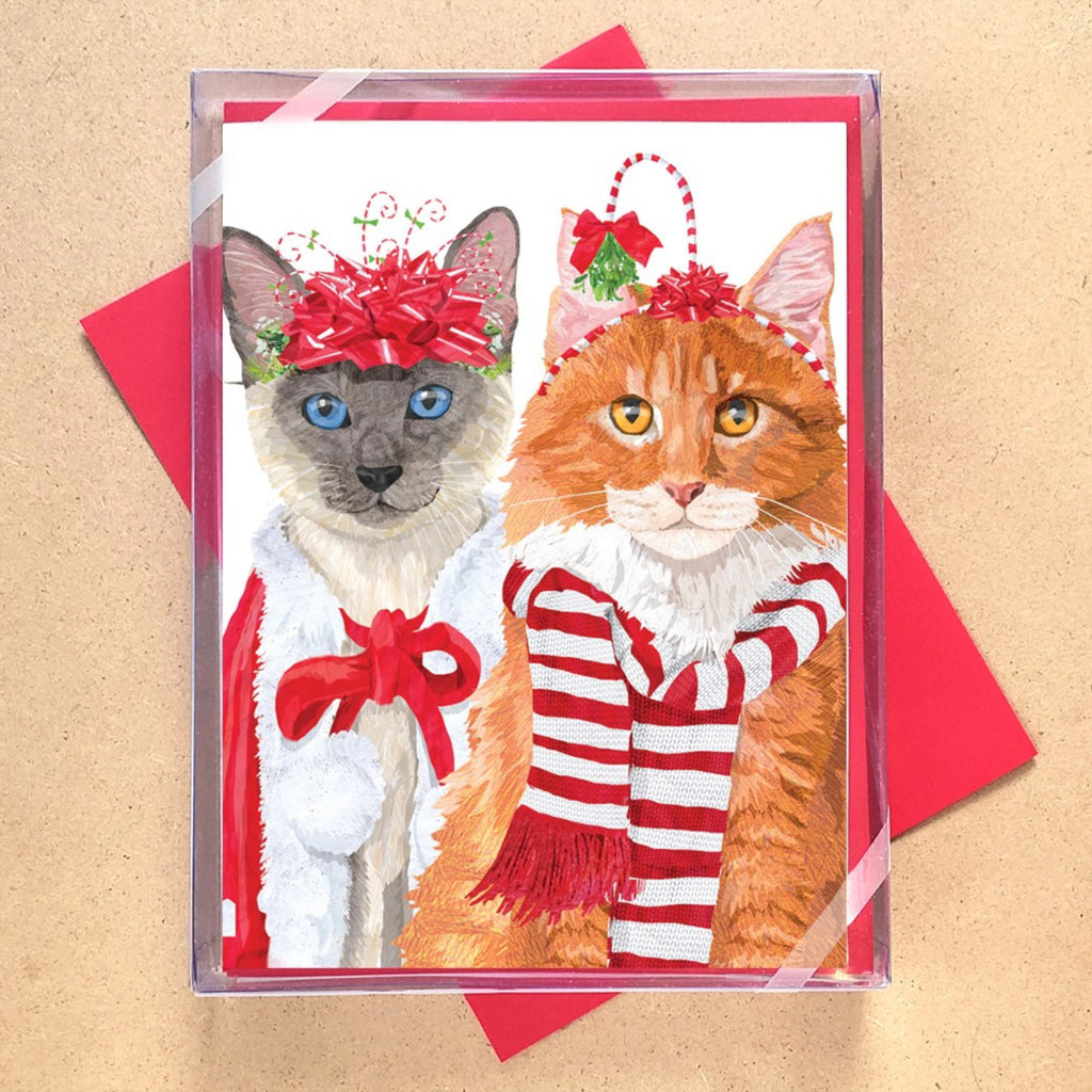 Two Festive Cats Boxed Holiday Cards packaging.