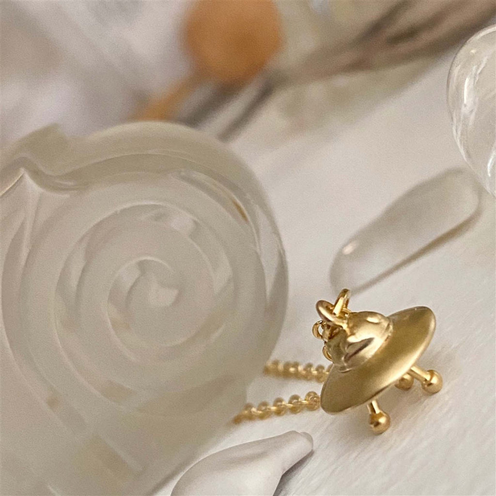UFO Charm Necklace Gold.