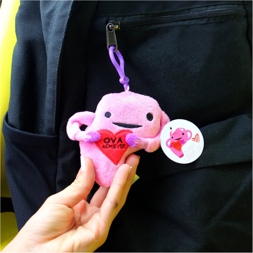 Uterus Bag Charm on knapsack.