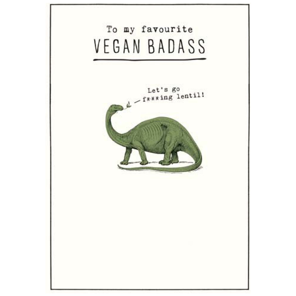 Vegan Badass Dinosaur Card.