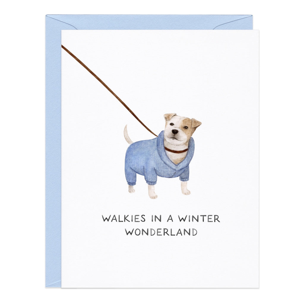 Walkies In A Winter Wonderland Christmas Card.