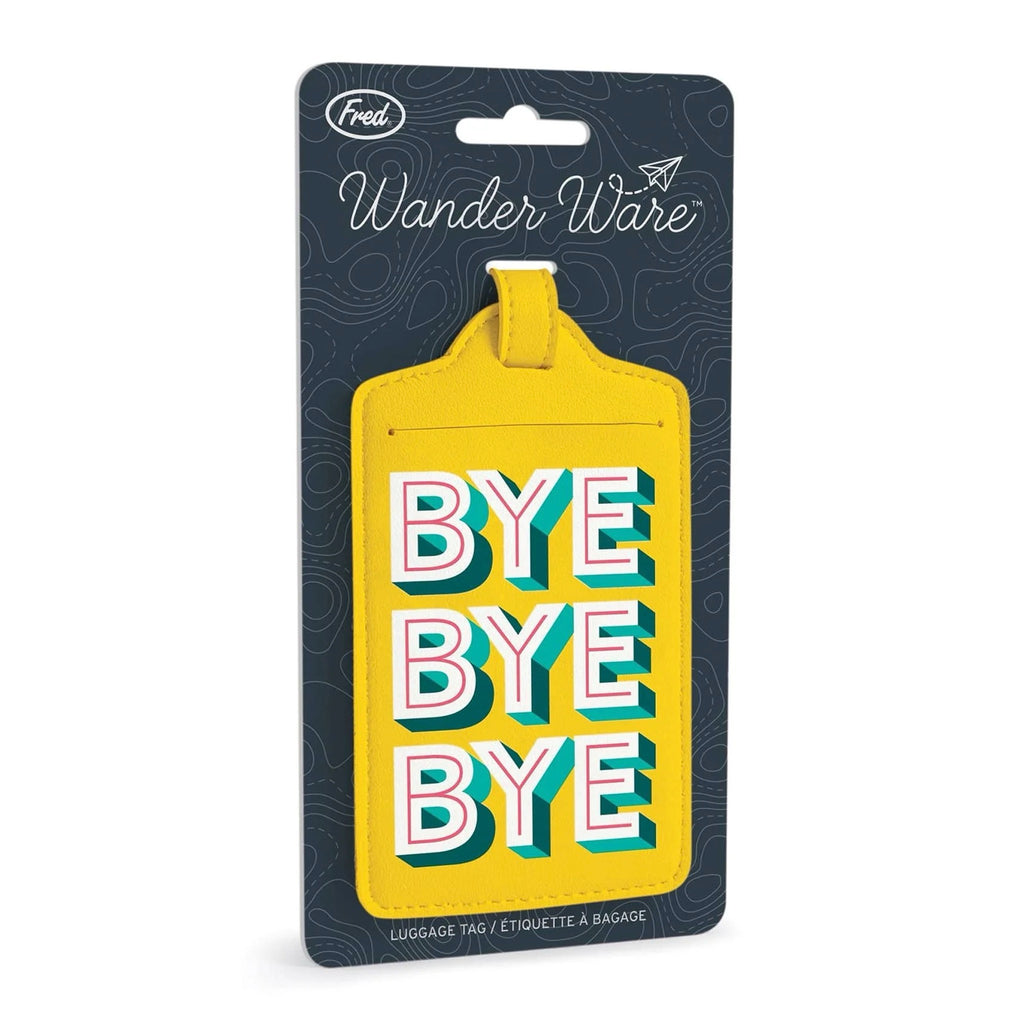 Wander Ware Bye Bye Bye Luggage Tag packaging.