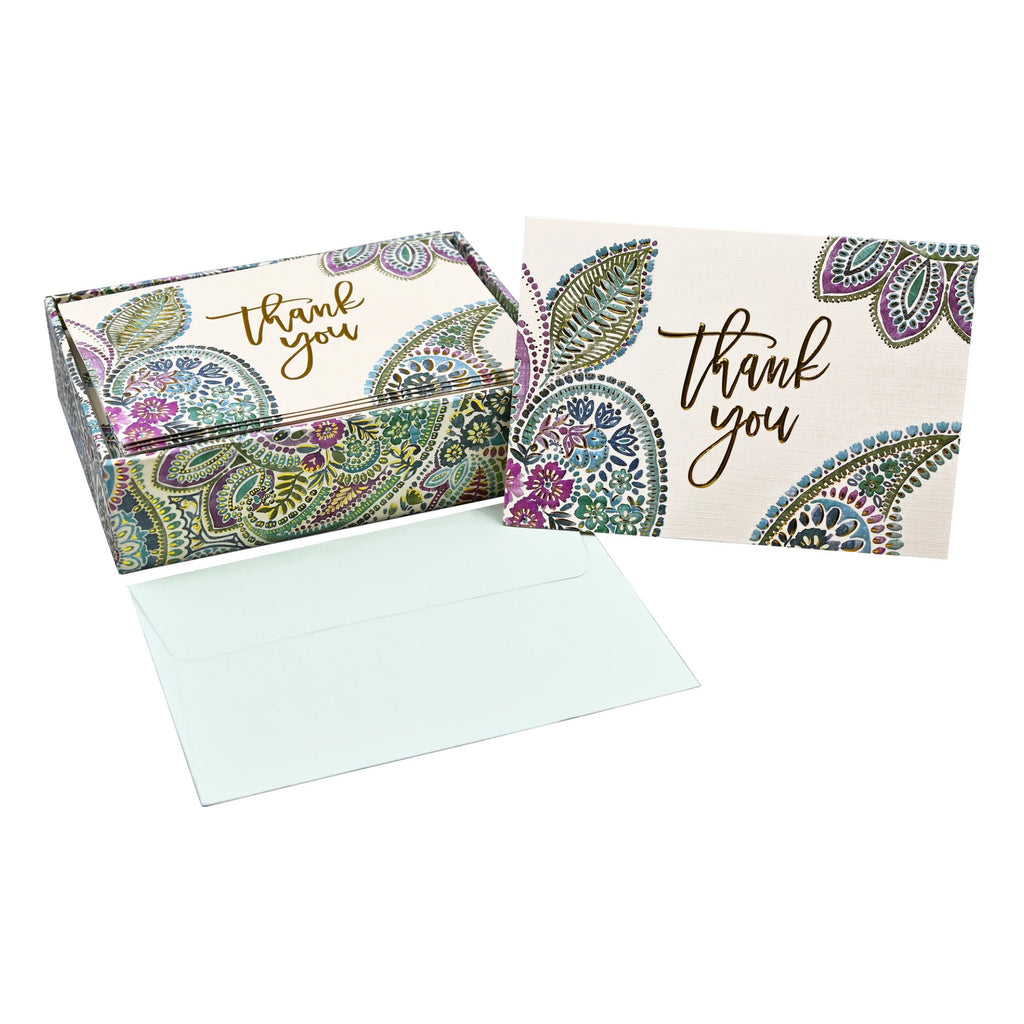 Watercolour Paisley Thank You Boxed Cards.