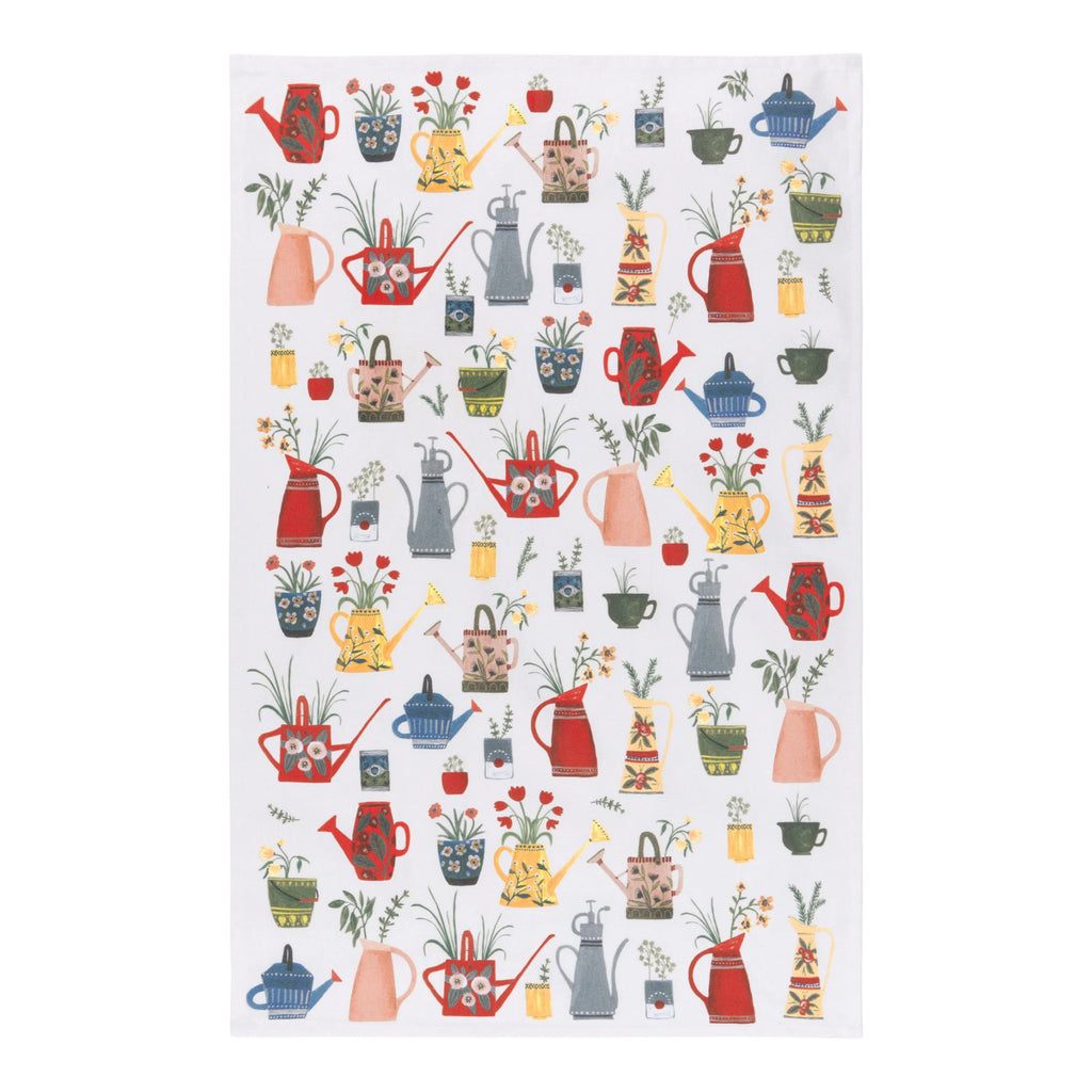 Watering Cans Printed Dishtowel.