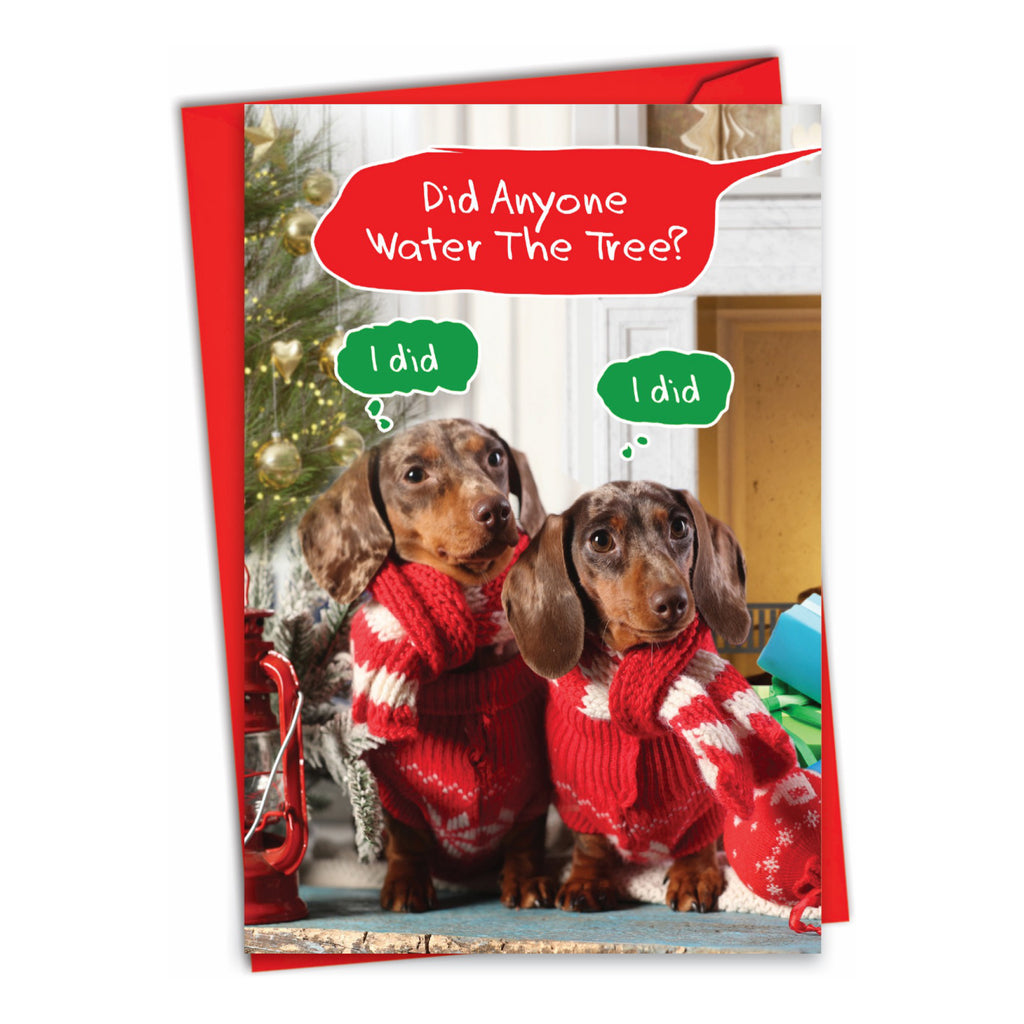 Watering The Tree Christmas Card.